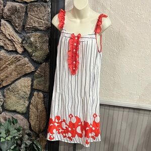 Chic Red and White Ruffled Top